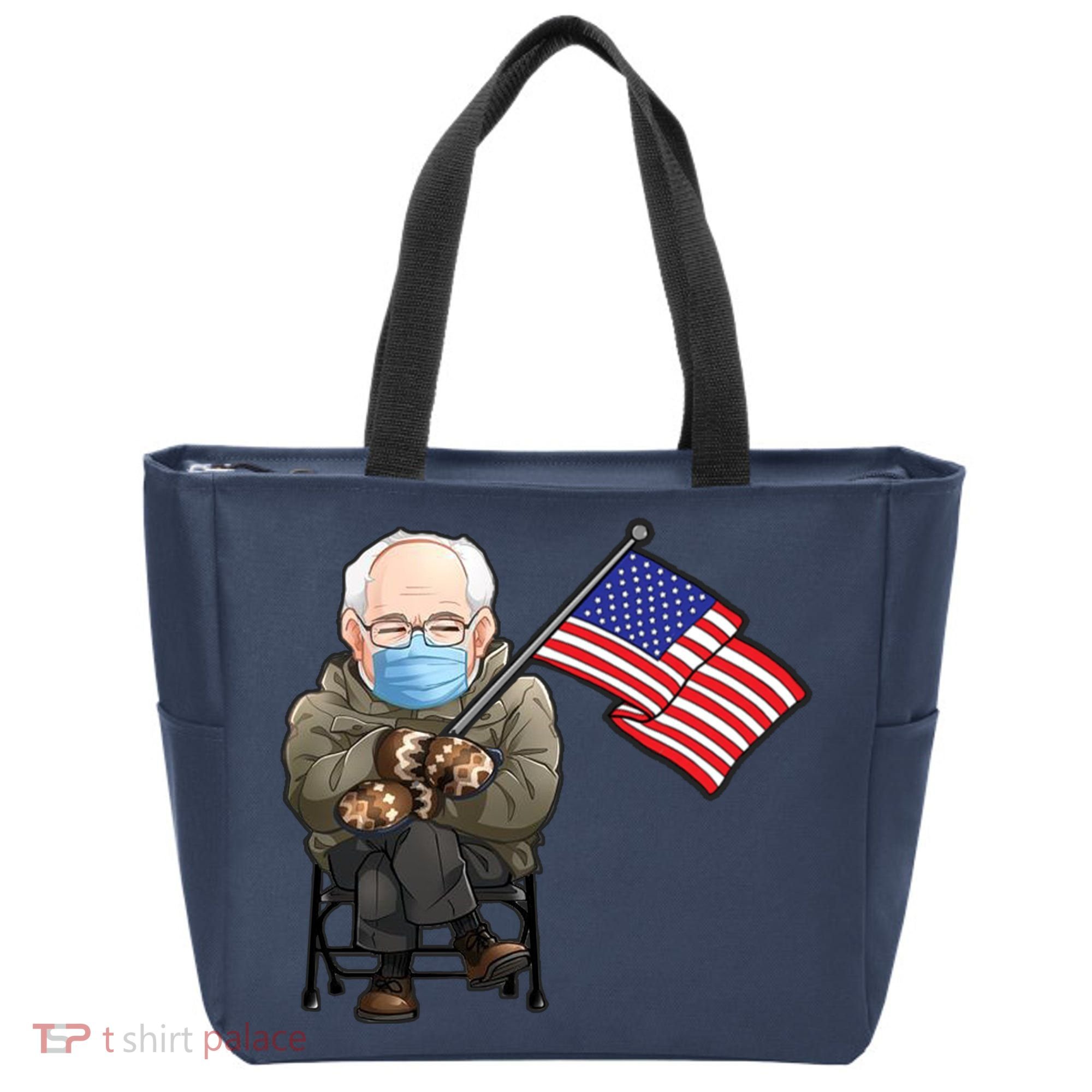 Bernie Sanders Mitten Meme USA Flag Tote Bag