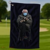Bernie Sanders Mittens Sitting Inauguration Golf Towel thumb 1