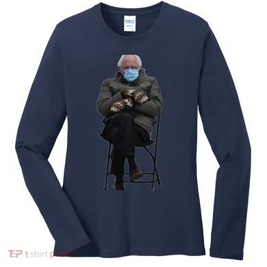 Bernie Sanders Mittens Sitting Inauguration Women's Long Sleeve Shirt