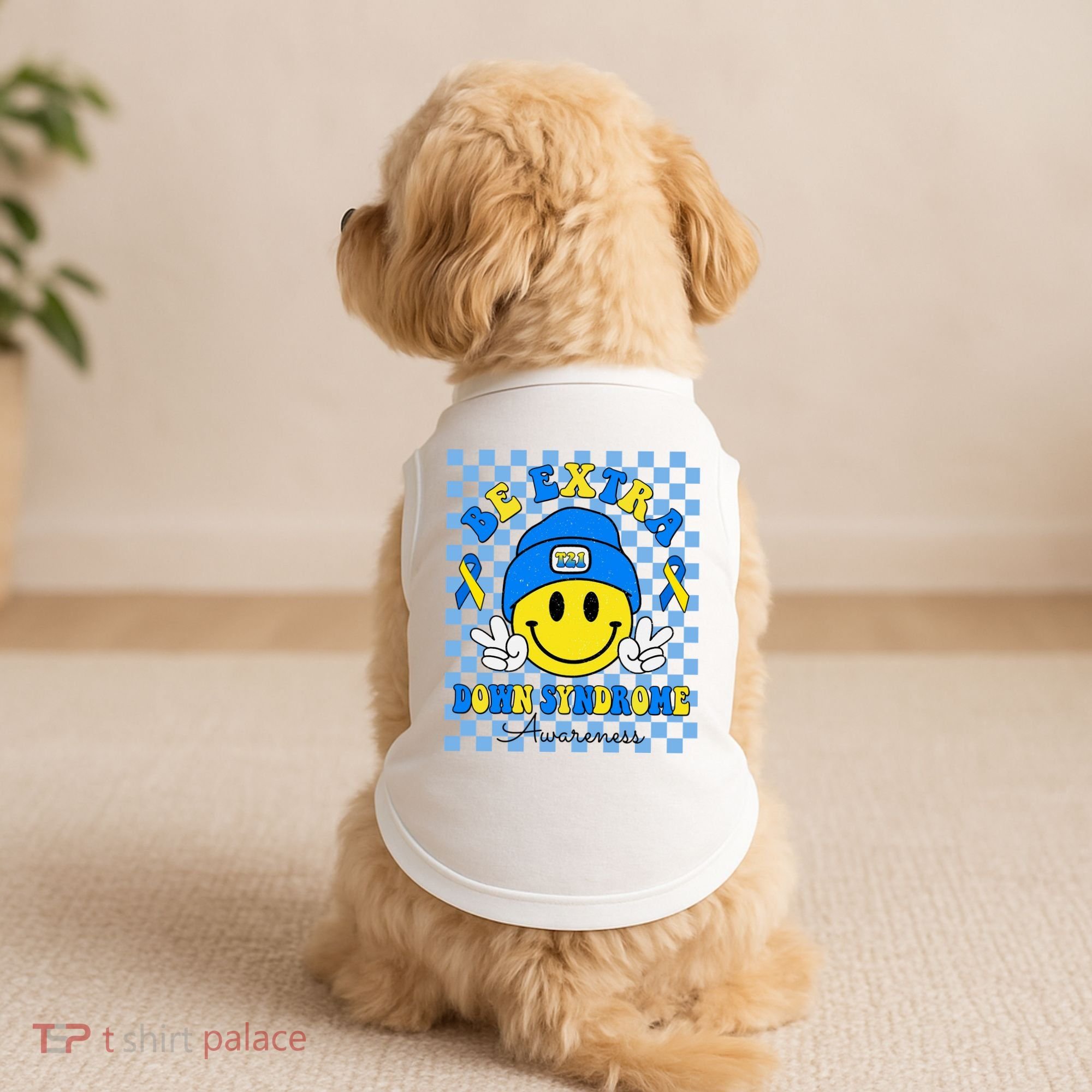 Be Extra Smile Face Down Syndrome Awareness Doggie Tank