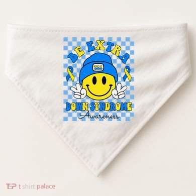 Be Extra Smile Face Down Syndrome Awareness USA-Made Doggie Bandana