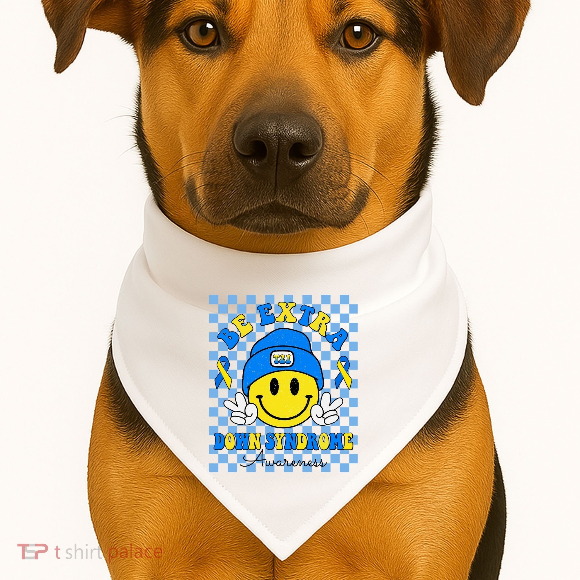 Be Extra Smile Face Down Syndrome Awareness USA-Made Doggie Bandana