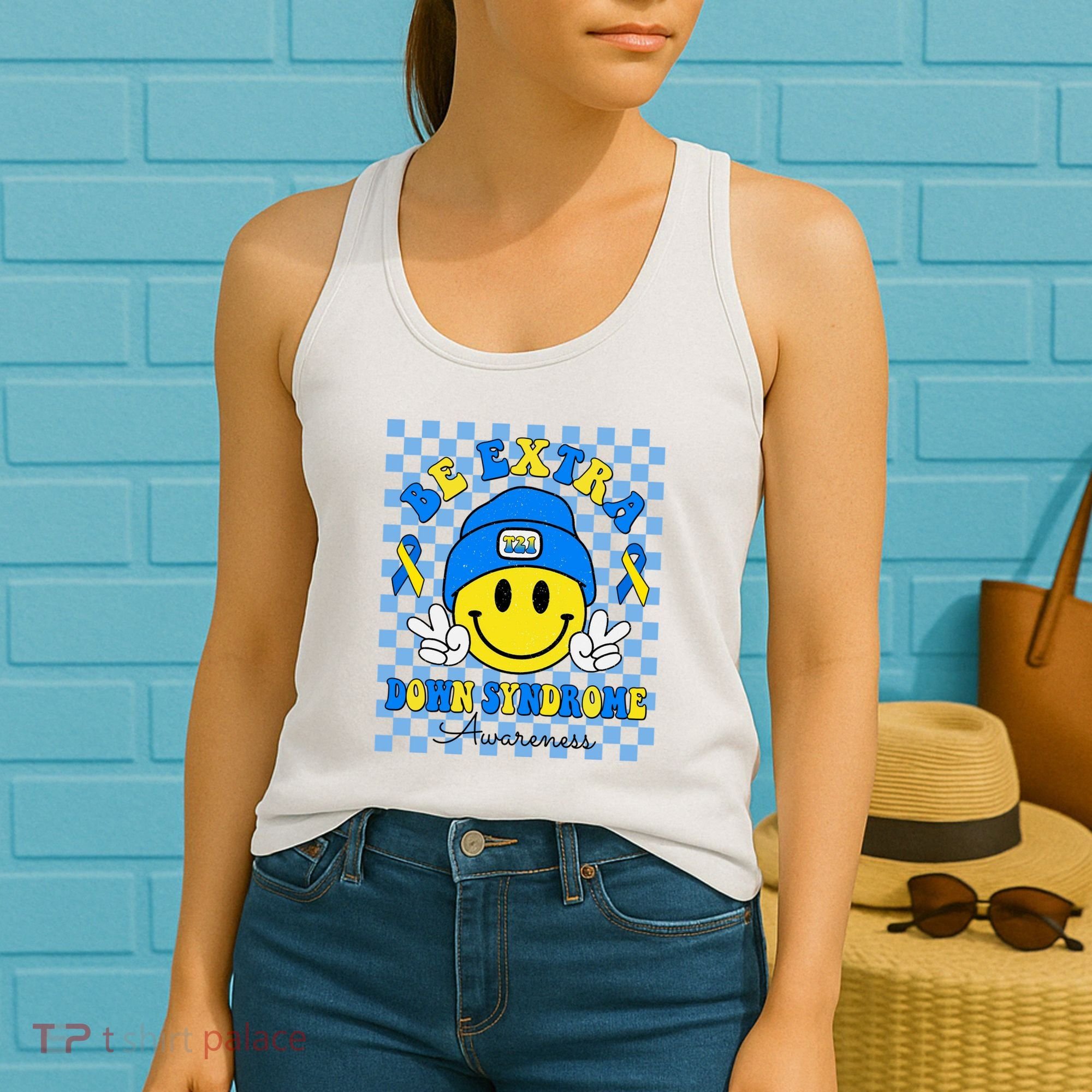 Be Extra Smile Face Down Syndrome Awareness Women's Tank Top