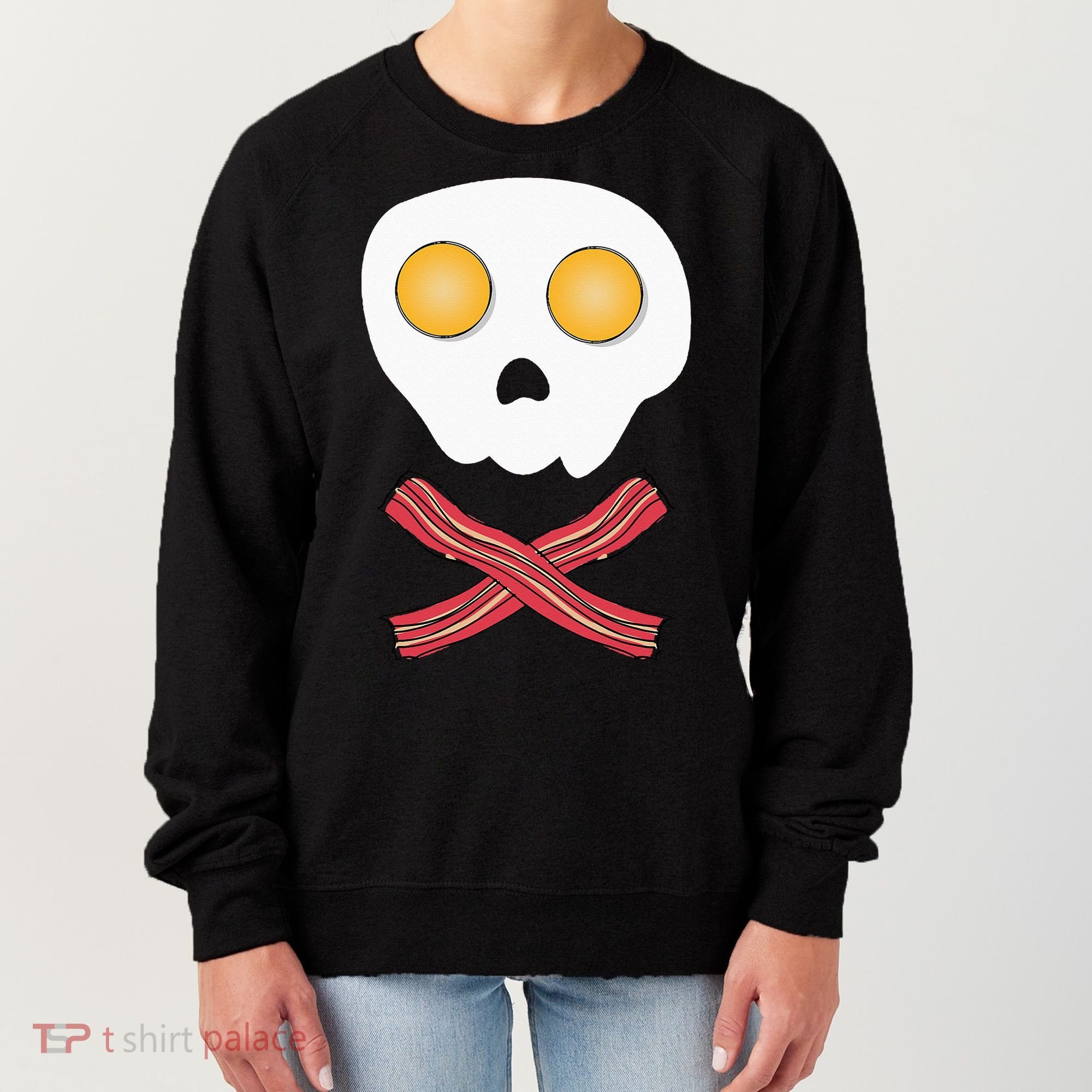 Bacon & Eggs Skull & Crossbones Fried Breakfast Gift Women's Sweatshirt