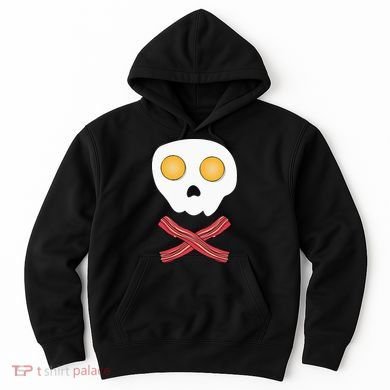 Bacon & Eggs Skull & Crossbones Fried Breakfast Gift Hoodie