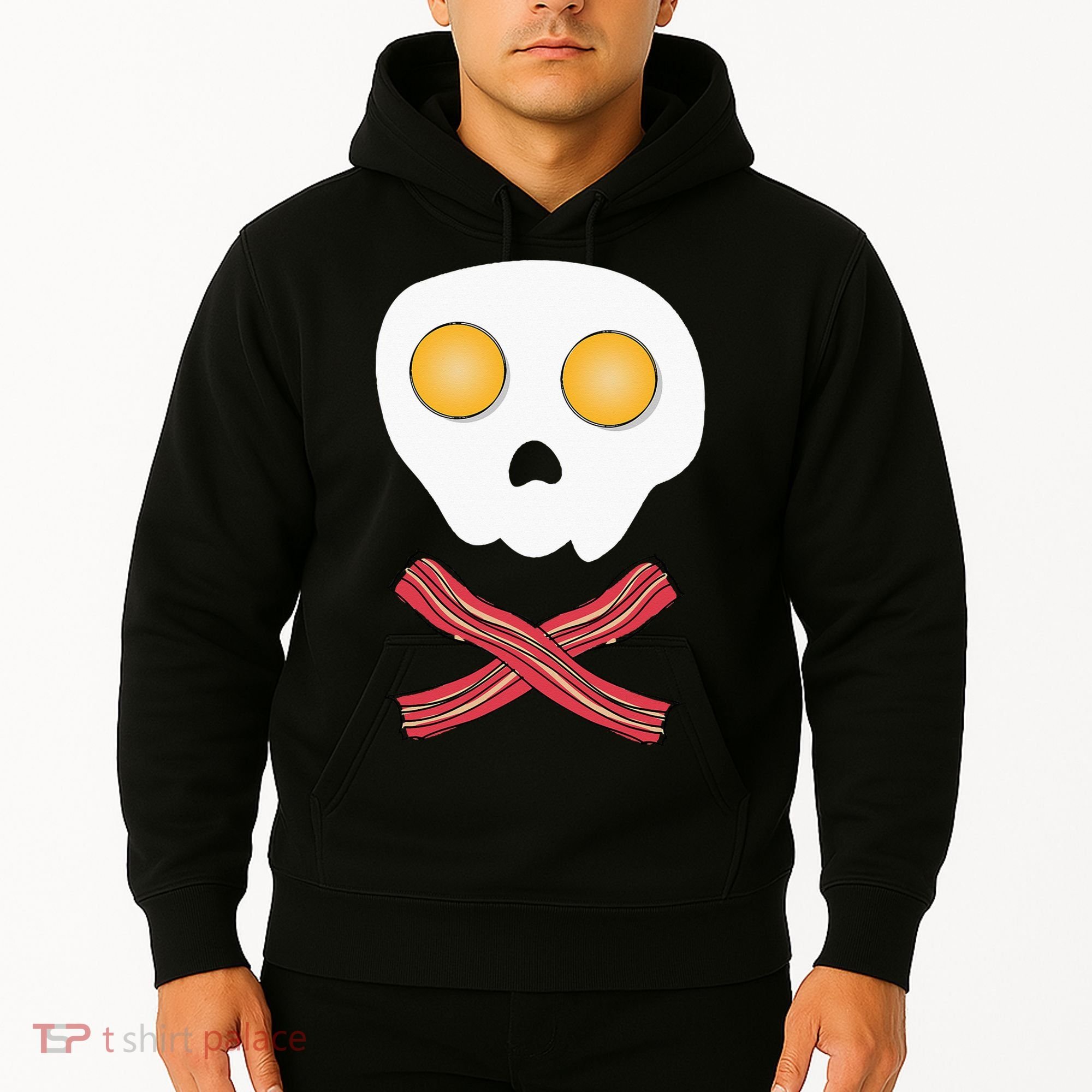 Bacon & Eggs Skull & Crossbones Fried Breakfast Gift Hoodie