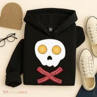 Bacon & Eggs Skull & Crossbones Fried Breakfast Gift Hoodie thumb 4