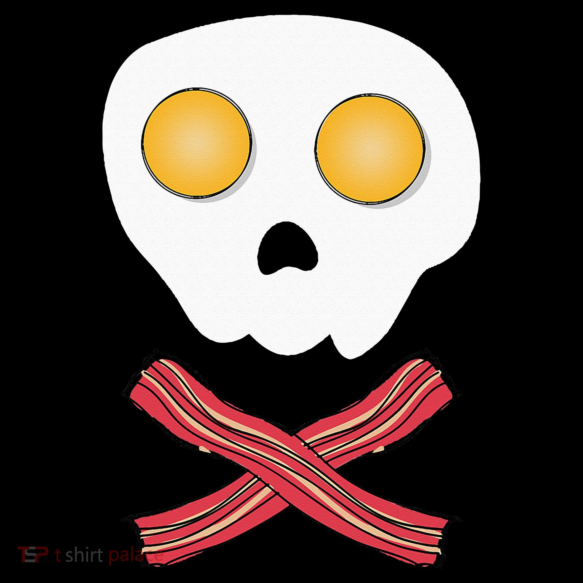 Bacon & Eggs Skull & Crossbones Fried Breakfast Gift Long Sleeve Shirt