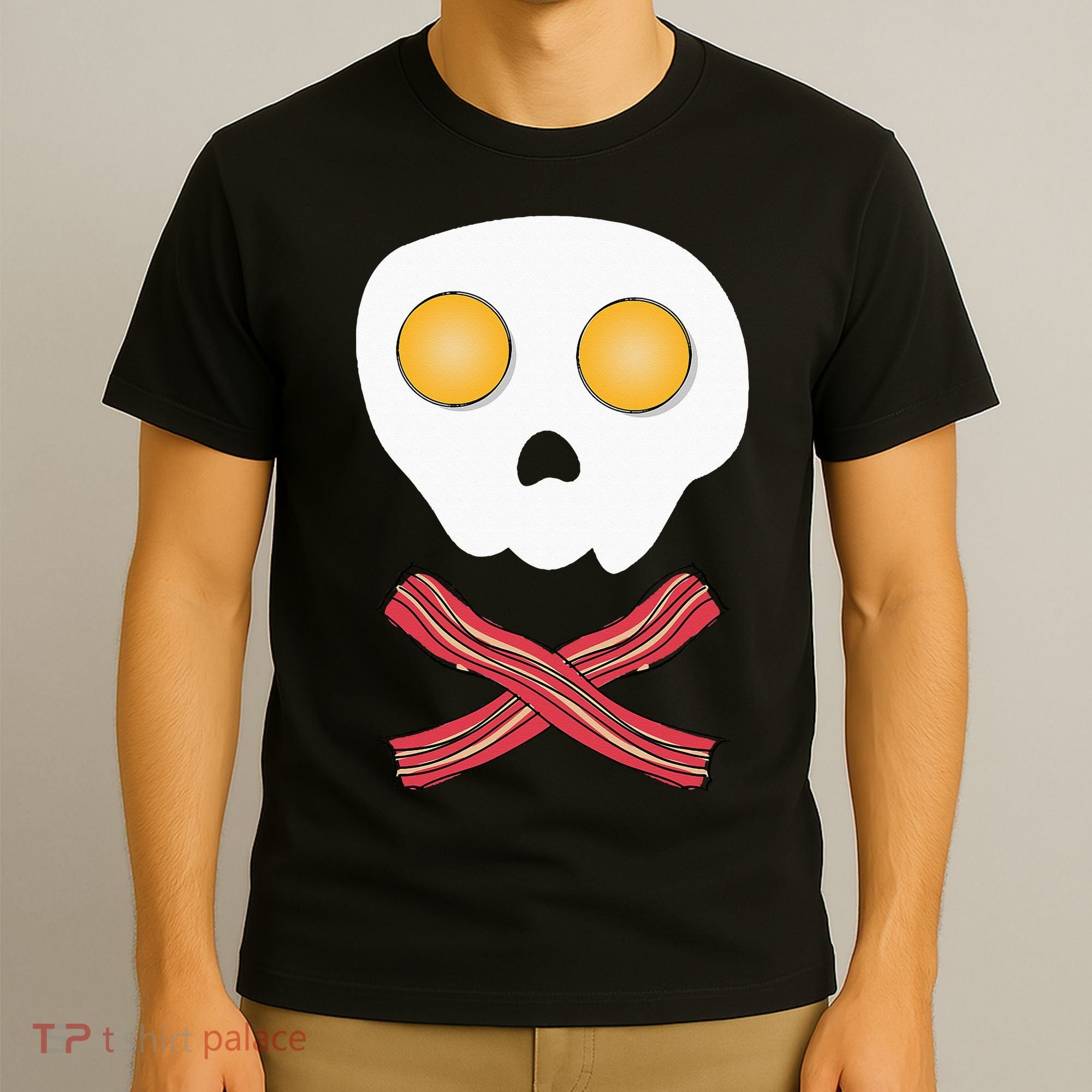 Bacon & Eggs Skull & Crossbones Fried Breakfast Gift T-Shirt