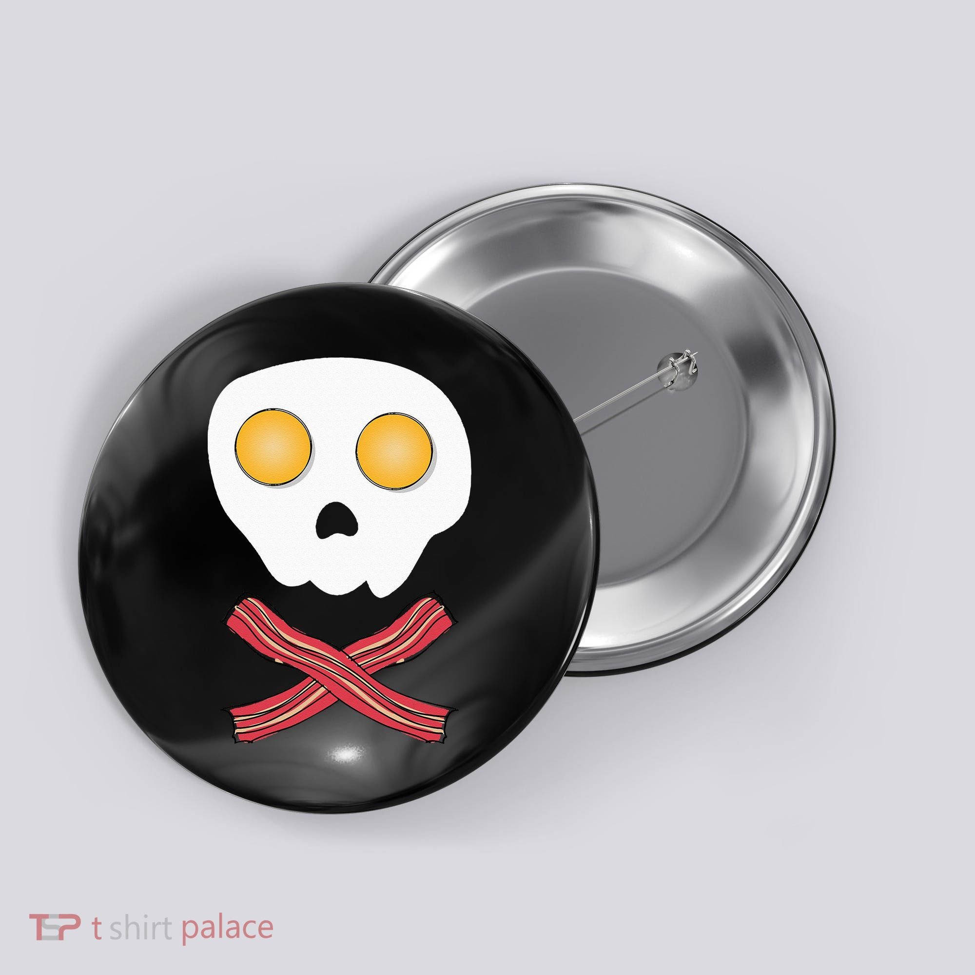 Bacon & Eggs Skull & Crossbones Fried Breakfast Gift Button