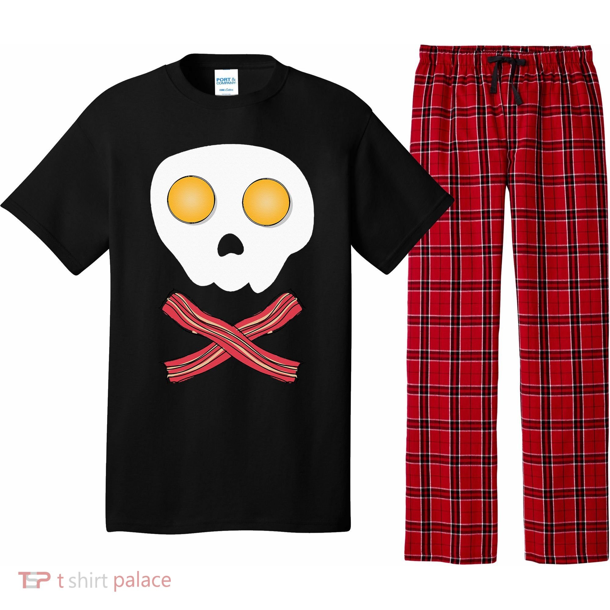 Bacon & Eggs Skull & Crossbones Fried Breakfast Gift Pajama Set