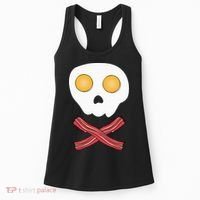 Bacon & Eggs Skull & Crossbones Fried Breakfast Gift Women's Tank Top thumb 0