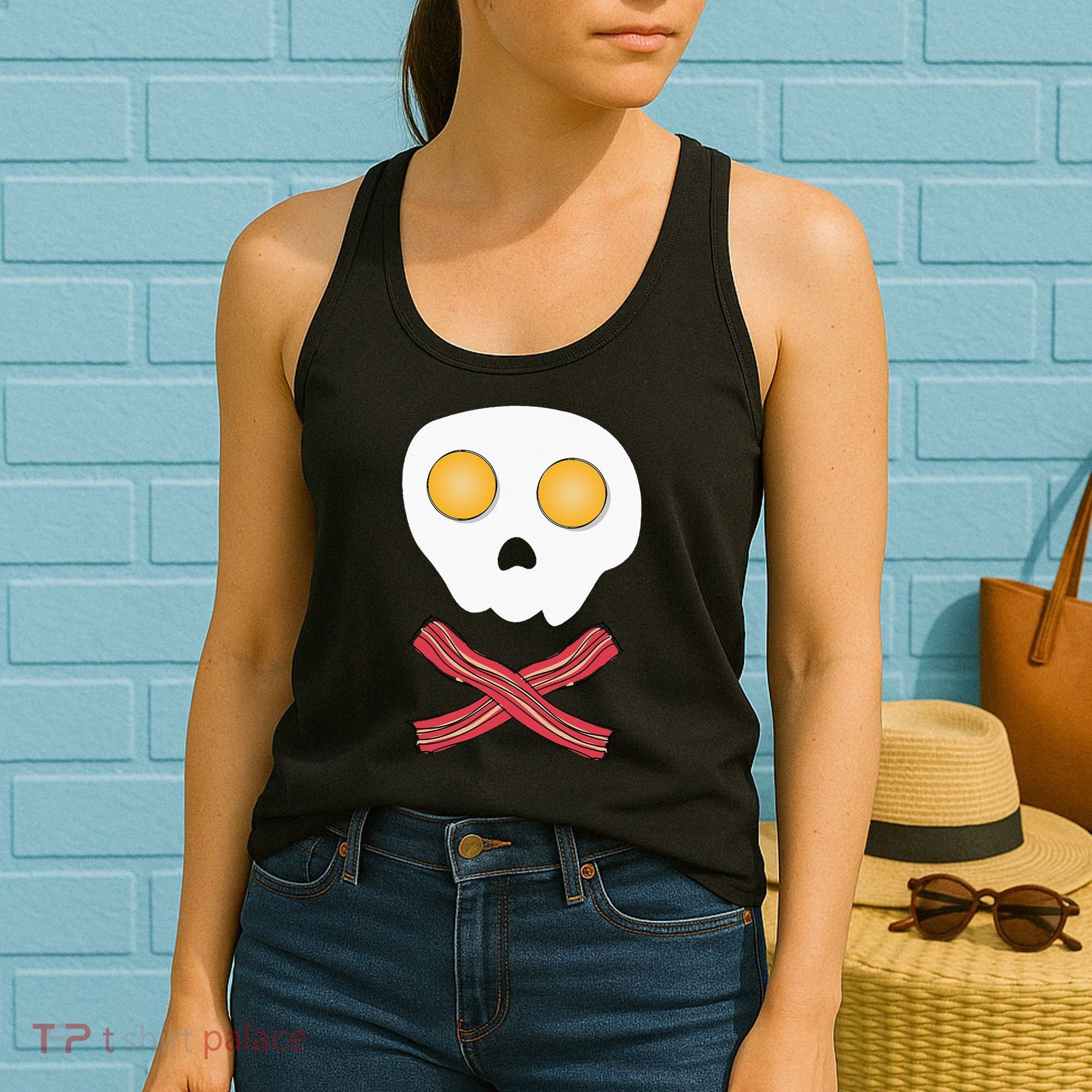 Bacon & Eggs Skull & Crossbones Fried Breakfast Gift Women's Tank Top