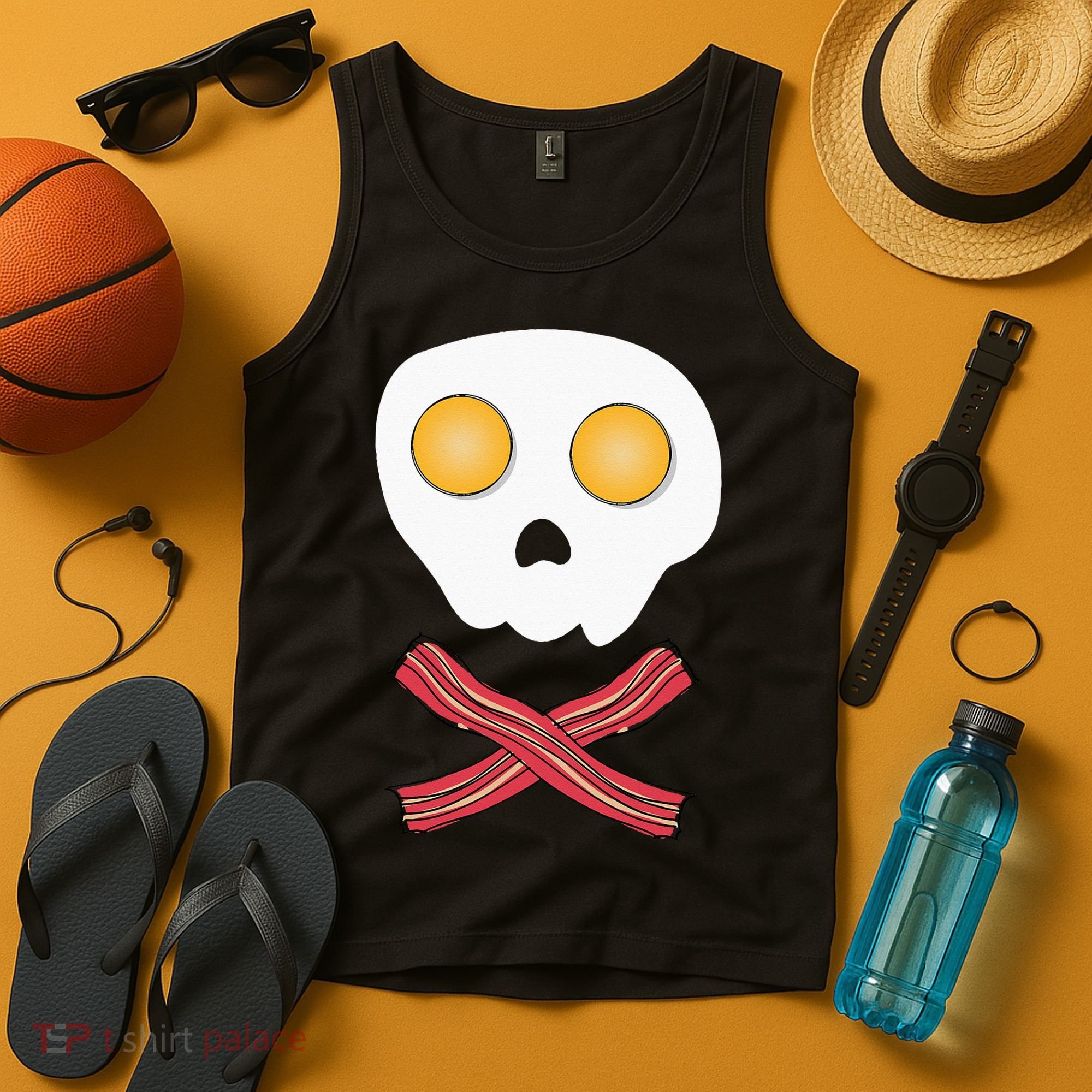 Bacon & Eggs Skull & Crossbones Fried Breakfast Gift Tank Top