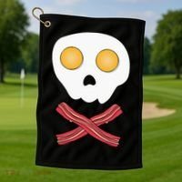 Bacon & Eggs Skull & Crossbones Fried Breakfast Gift Golf Towel thumb 1