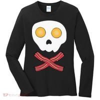 Bacon & Eggs Skull & Crossbones Fried Breakfast Gift Women's Long Sleeve Shirt thumb 0
