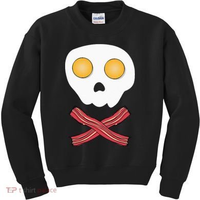 Bacon & Eggs Skull & Crossbones Fried Breakfast Gift Kids Sweatshirt