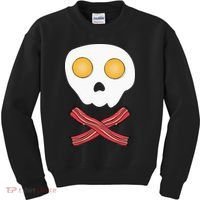 Bacon & Eggs Skull & Crossbones Fried Breakfast Gift Kids Sweatshirt thumb 0