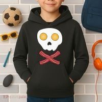 Bacon & Eggs Skull & Crossbones Fried Breakfast Gift Kids Hoodie thumb 2