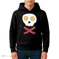 Bacon & Eggs Skull & Crossbones Fried Breakfast Gift Kids Hoodie thumb 4