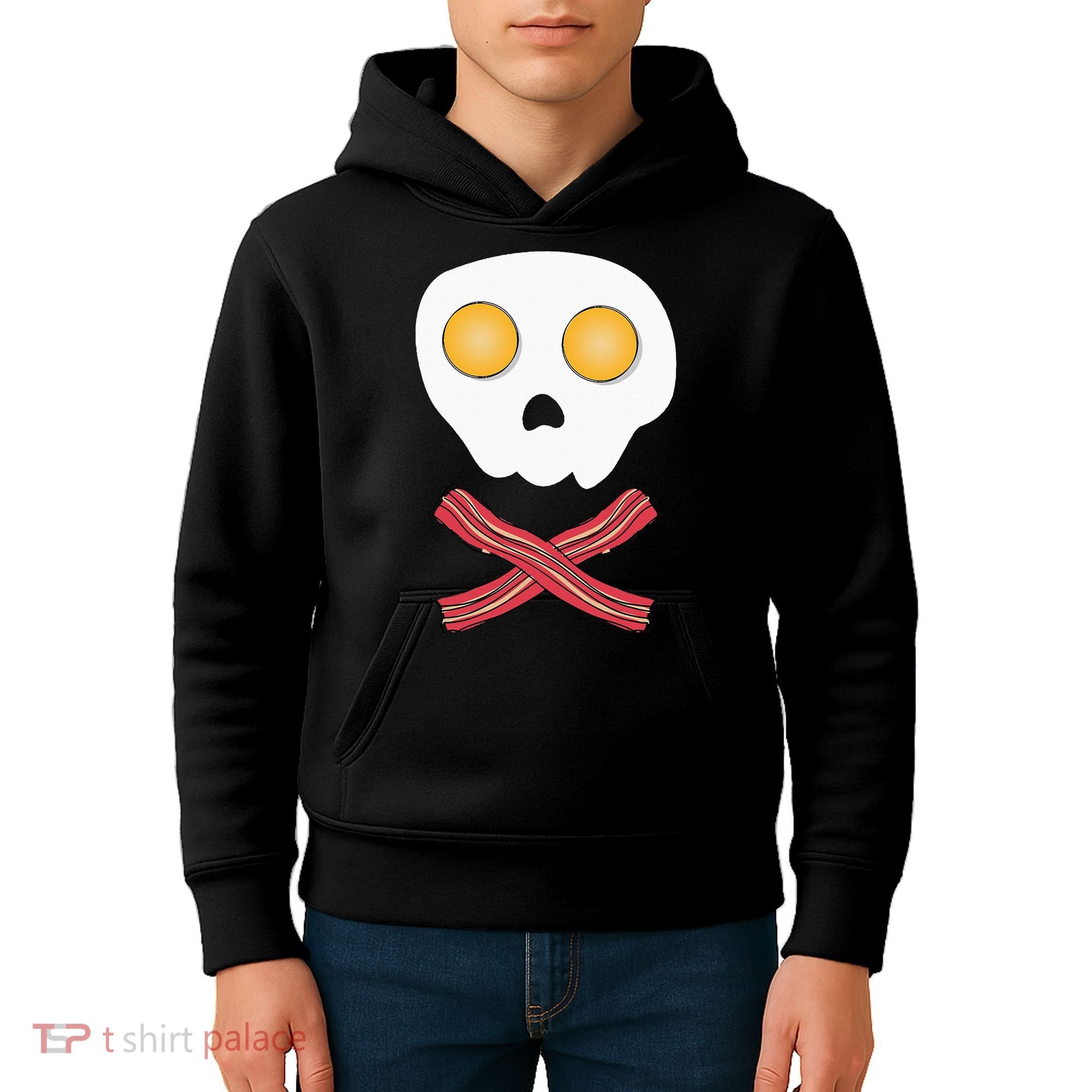 Bacon & Eggs Skull & Crossbones Fried Breakfast Gift Kids Hoodie