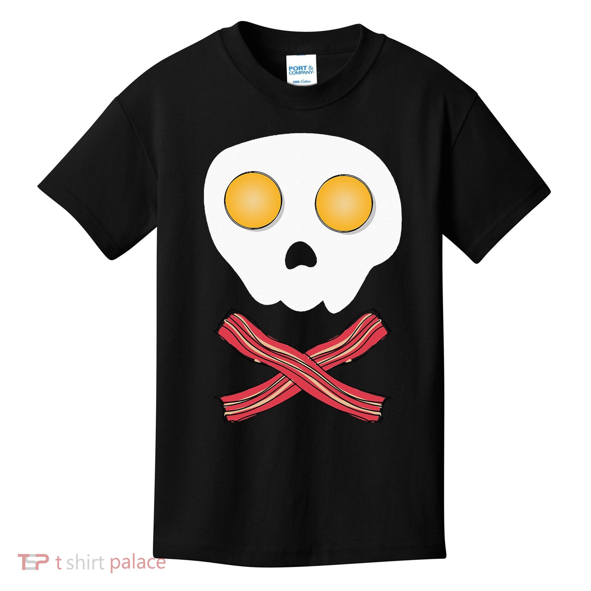 Bacon & Eggs Skull & Crossbones Fried Breakfast Gift Kids T-Shirt