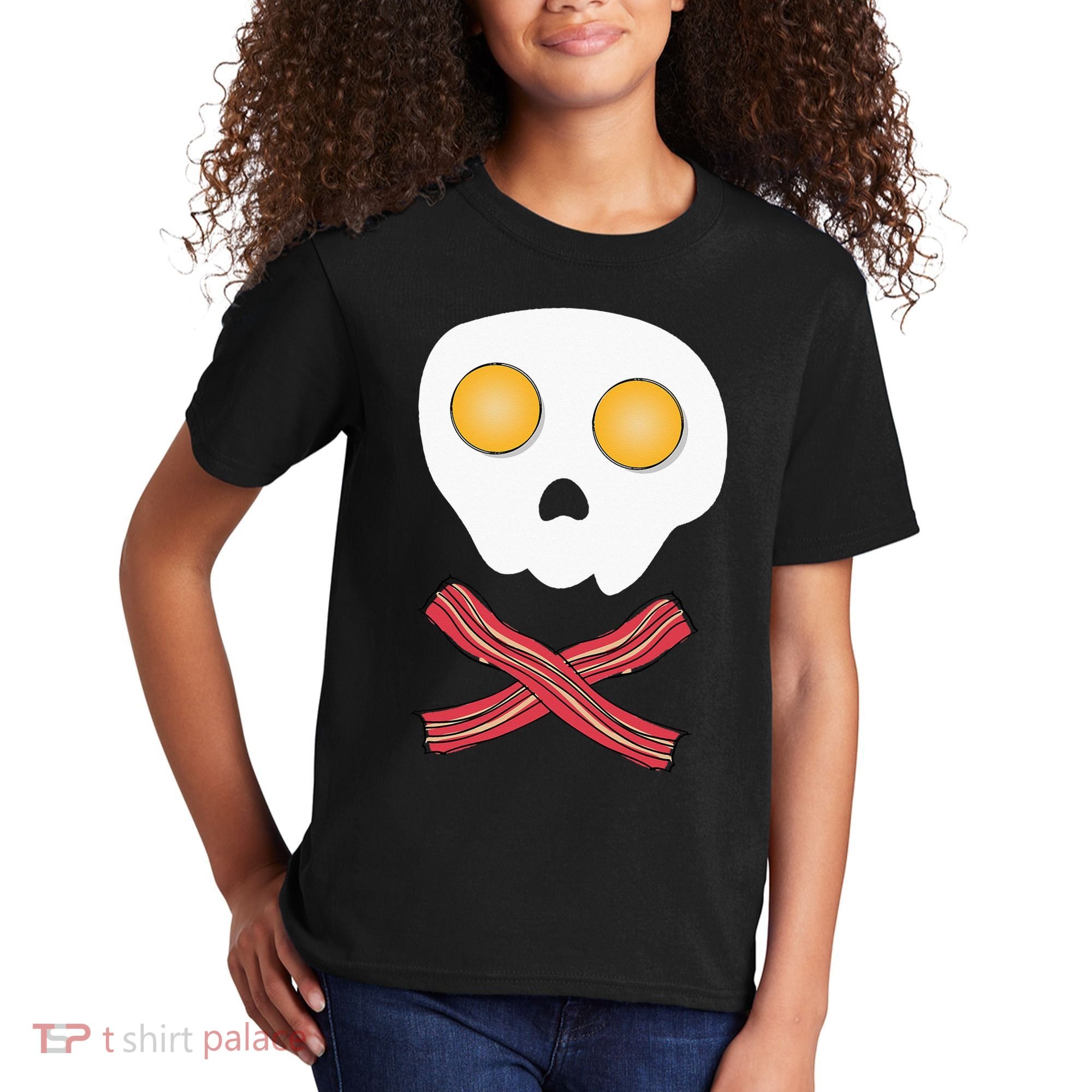 Bacon & Eggs Skull & Crossbones Fried Breakfast Gift Kids T-Shirt