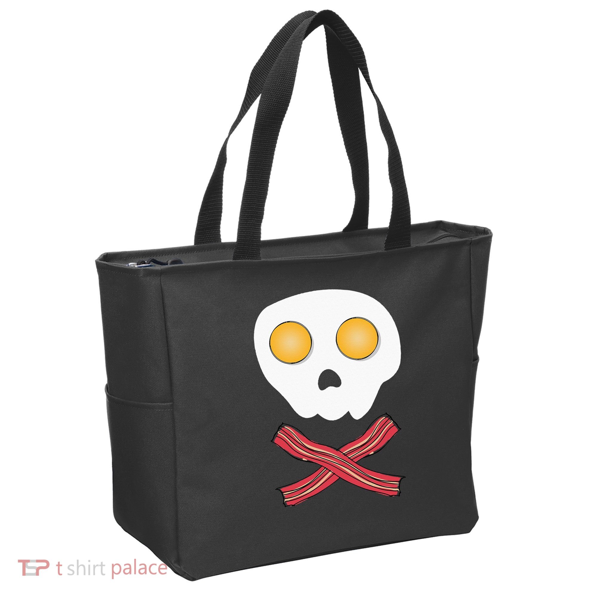 Bacon & Eggs Skull & Crossbones Fried Breakfast Gift Tote Bag
