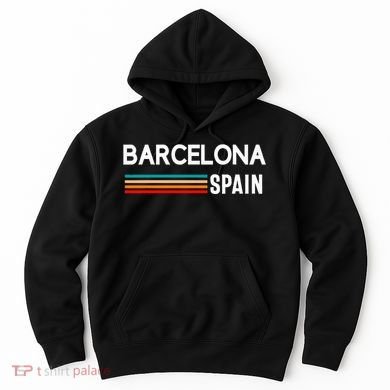 Barcelona Espana Spain Est. Souvenir Flag Map Vacation Hoodie
