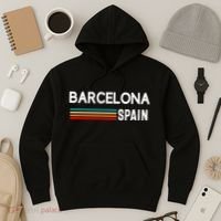 Barcelona Espana Spain Est. Souvenir Flag Map Vacation Hoodie thumb 3