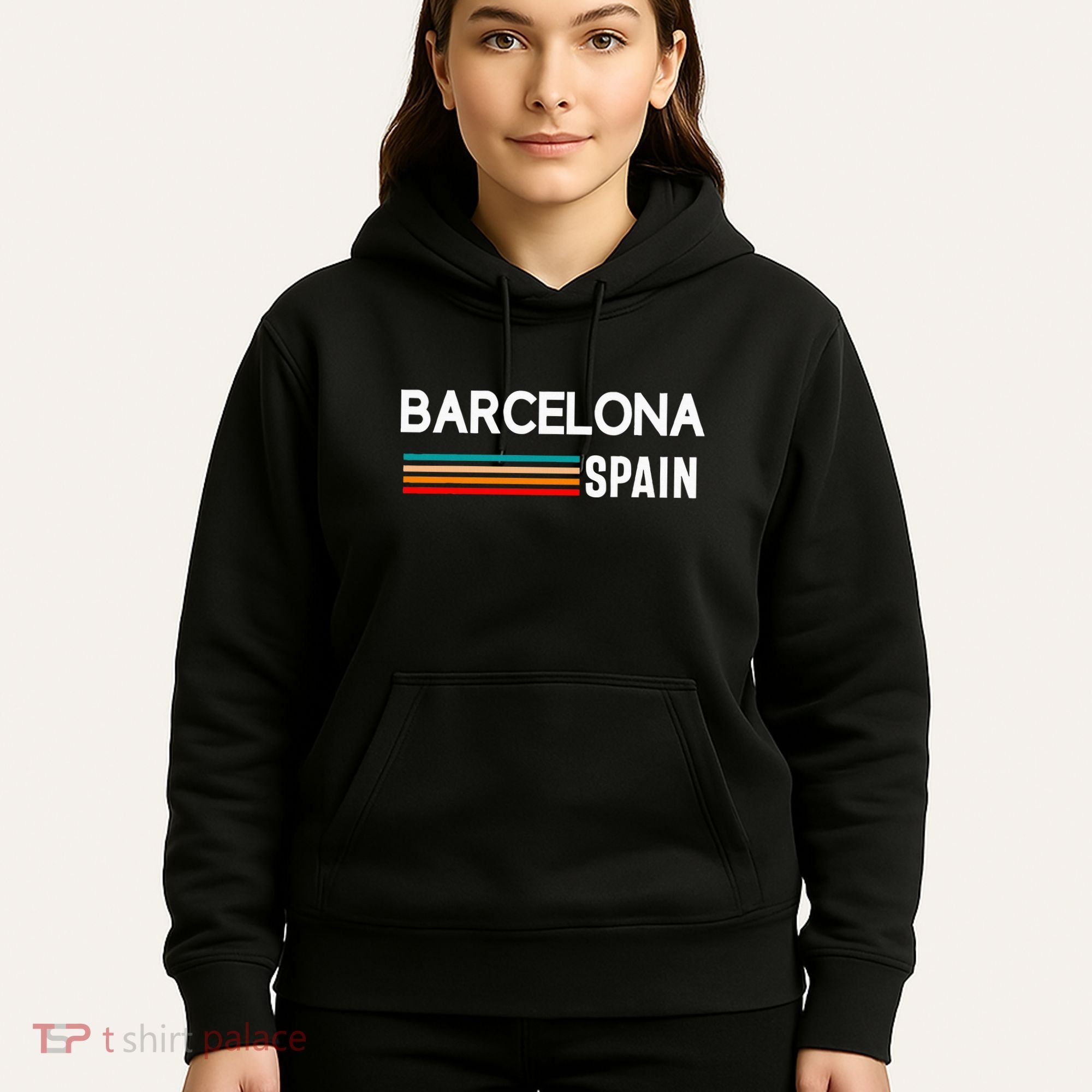 Barcelona Espana Spain Est. Souvenir Flag Map Vacation Hoodie