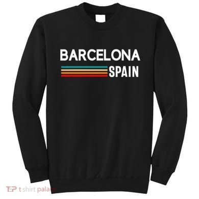 Barcelona Espana Spain Est. Souvenir Flag Map Vacation Sweatshirt