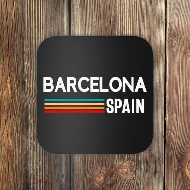 Barcelona Espana Spain Est. Souvenir Flag Map Vacation Coaster