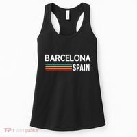 Barcelona Espana Spain Est. Souvenir Flag Map Vacation Women's Tank Top thumb 0