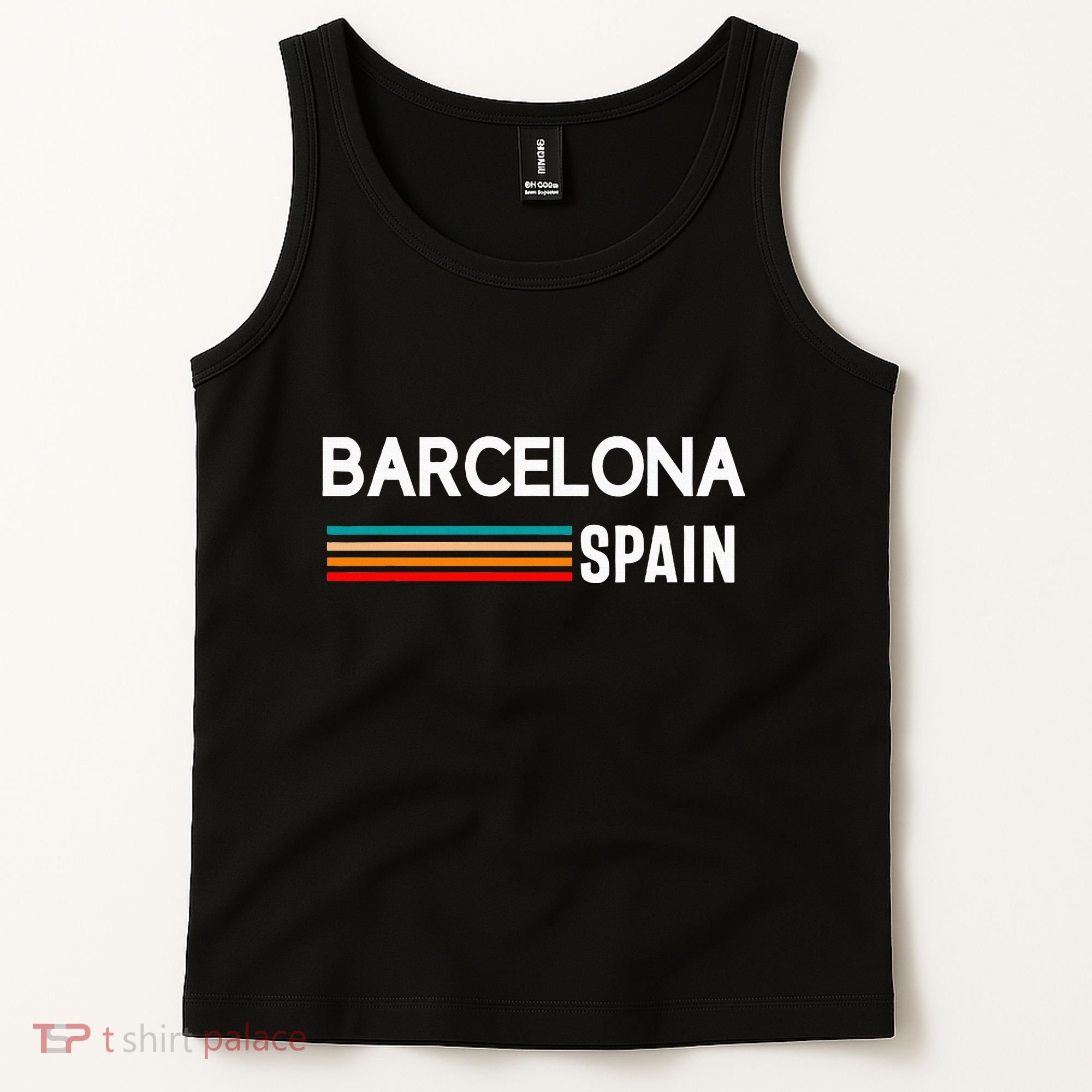 Barcelona Espana Spain Est. Souvenir Flag Map Vacation Tank Top