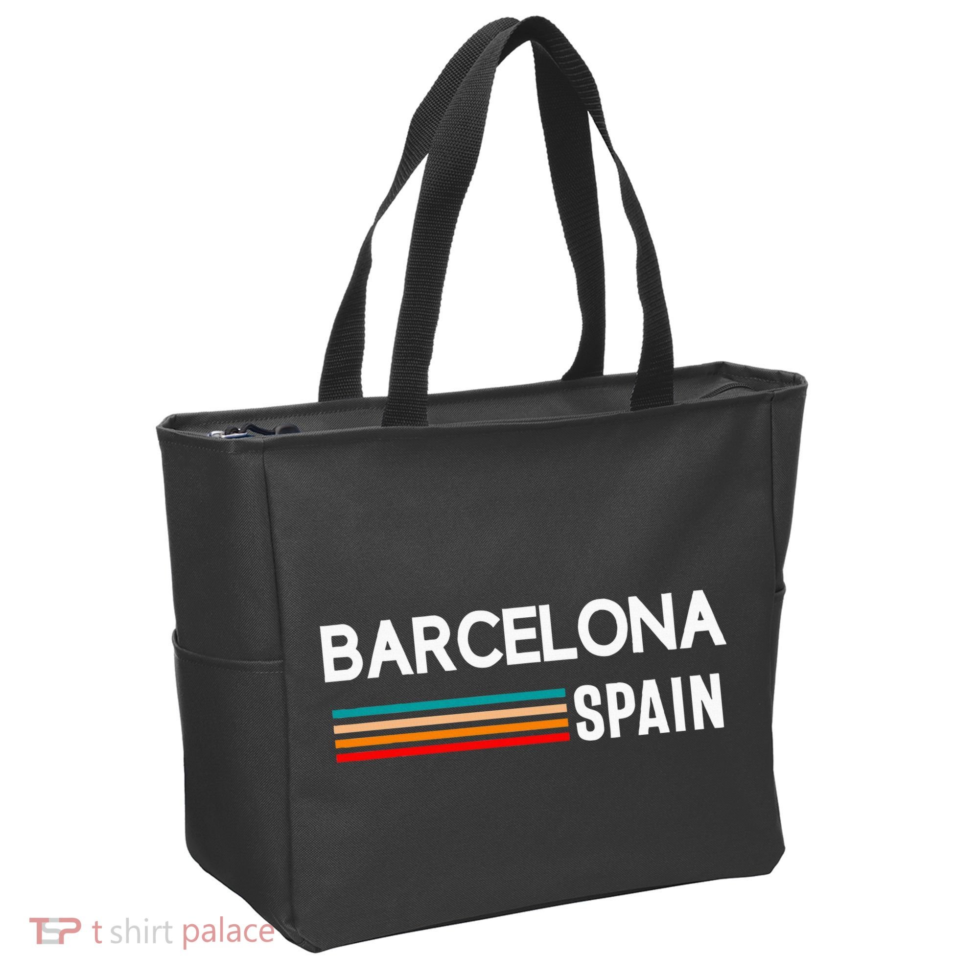 Barcelona Espana Spain Est. Souvenir Flag Map Vacation Tote Bag