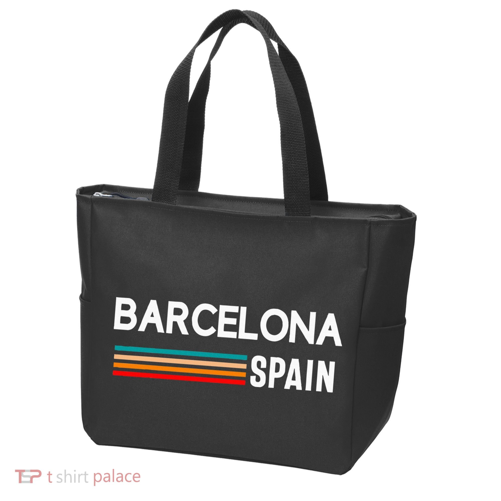 Barcelona Espana Spain Est. Souvenir Flag Map Vacation Tote Bag