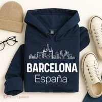 Barcelona Espana Spain Est Souvenir Flag Map Vacation Hoodie thumb 4