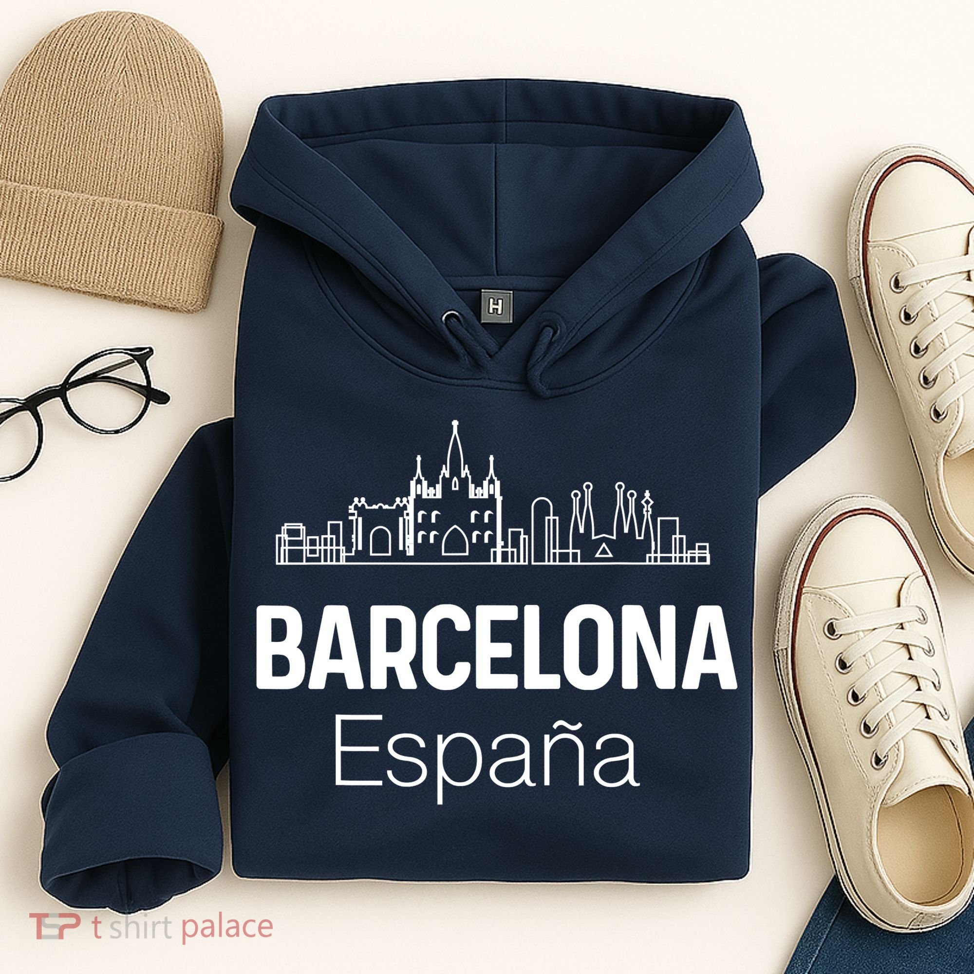 Barcelona Espana Spain Est Souvenir Flag Map Vacation Hoodie