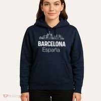 Barcelona Espana Spain Est Souvenir Flag Map Vacation Hoodie thumb 5
