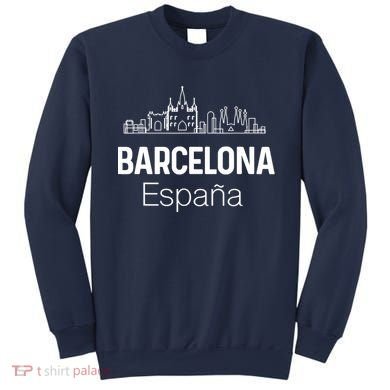 Barcelona Espana Spain Est Souvenir Flag Map Vacation Sweatshirt