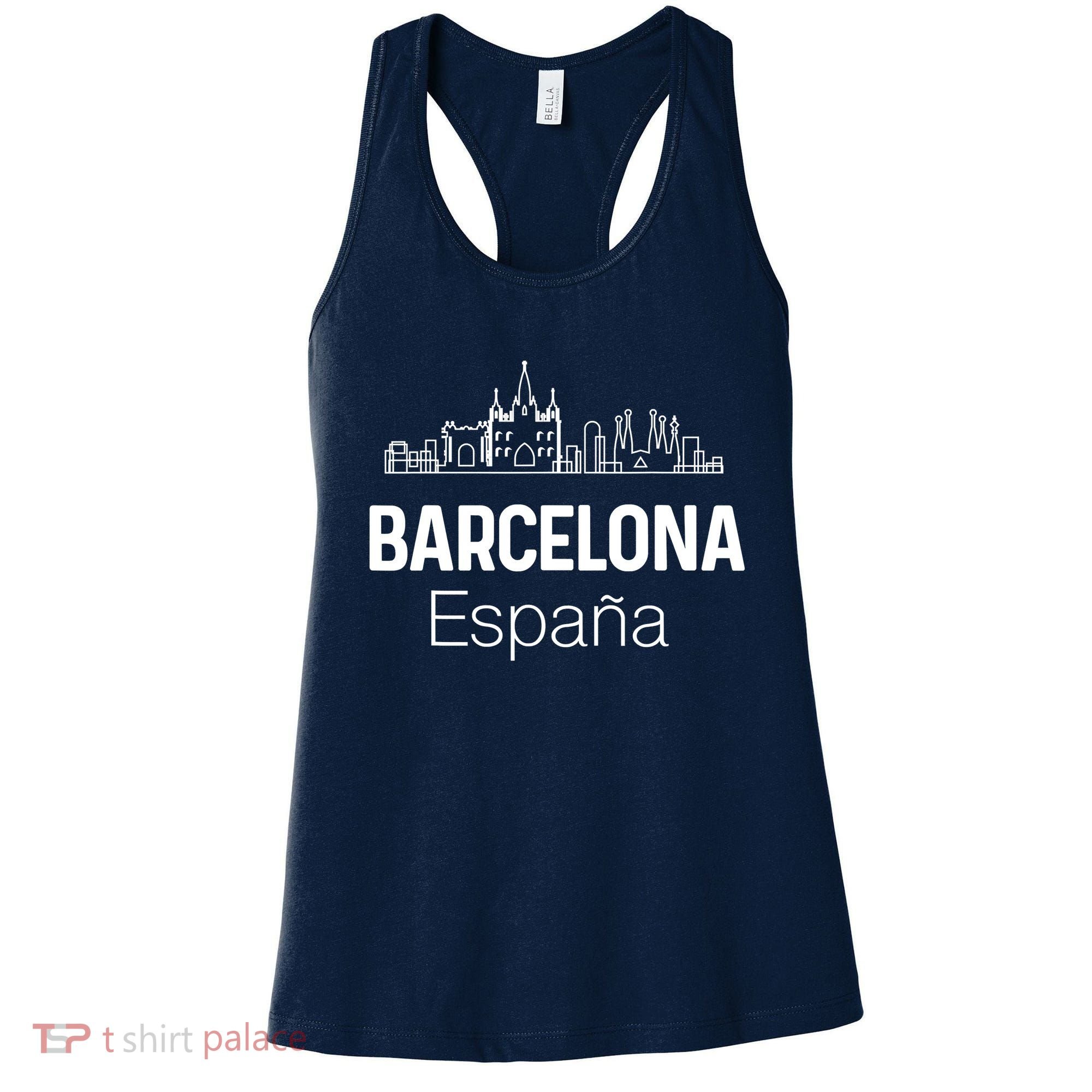 Barcelona Espana Spain Est Souvenir Flag Map Vacation Women's Tank Top