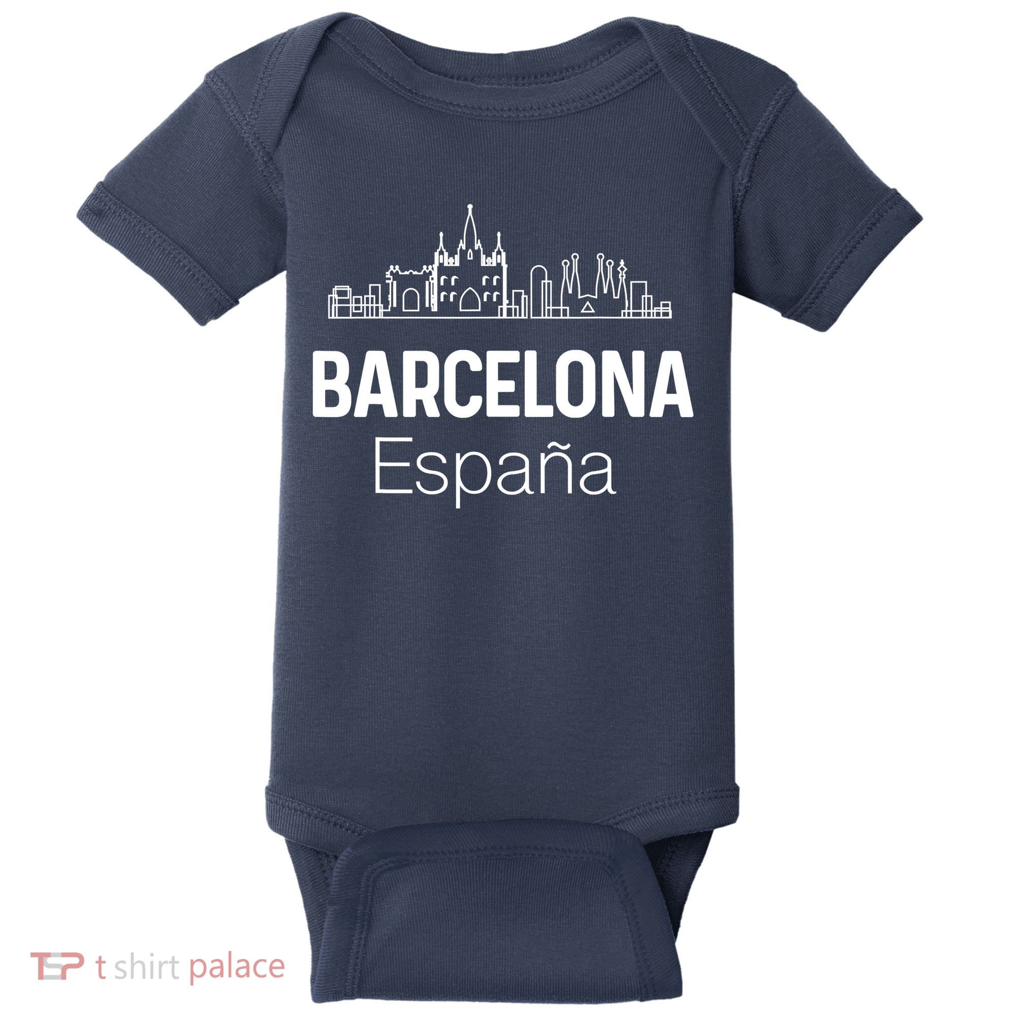 Barcelona Espana Spain Est Souvenir Flag Map Vacation Baby Bodysuit