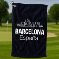 Barcelona Espana Spain Est Souvenir Flag Map Vacation Golf Towel thumb 1
