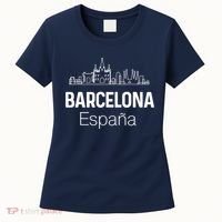 Barcelona Espana Spain Est Souvenir Flag Map Vacation Women's T-Shirt thumb 0