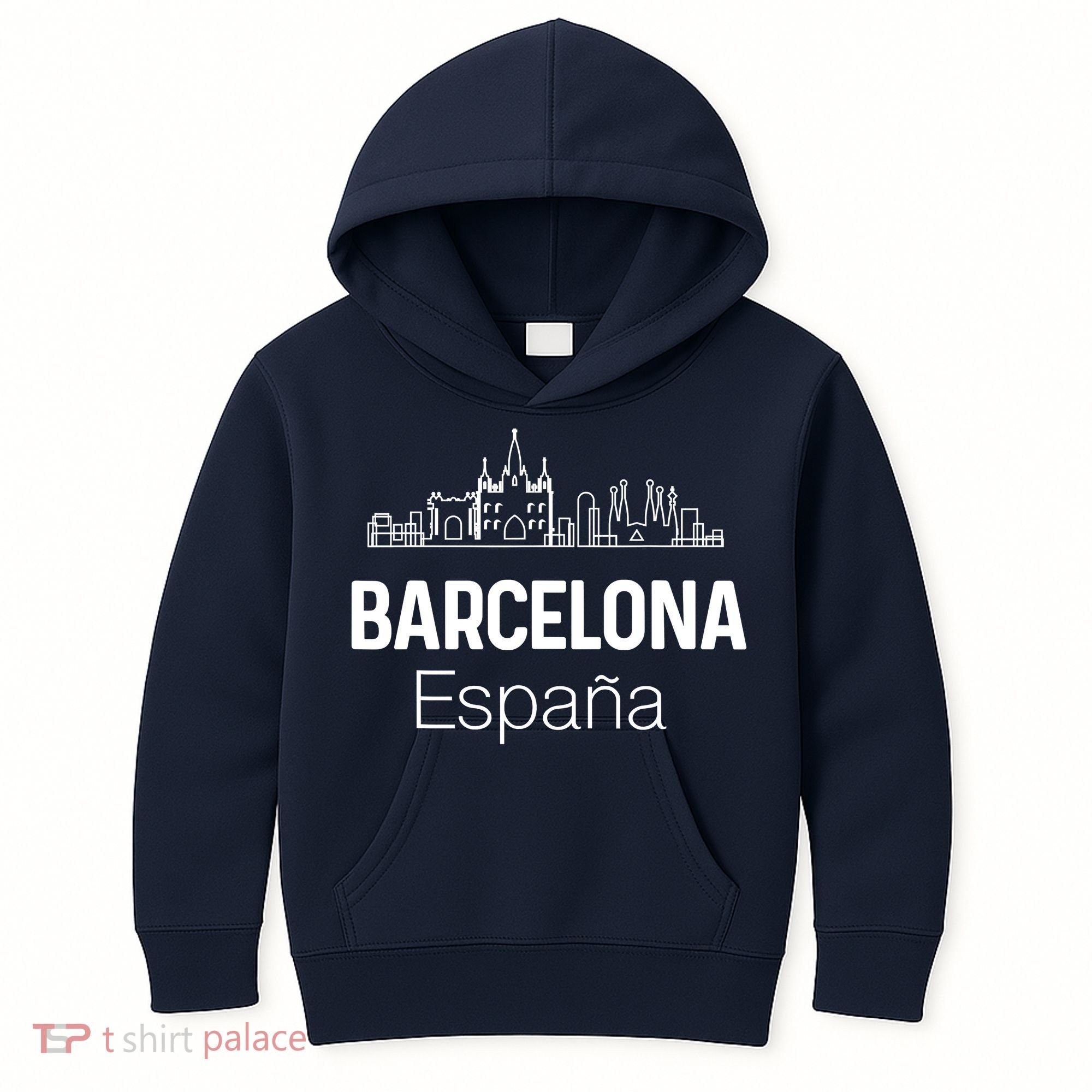Barcelona Espana Spain Est Souvenir Flag Map Vacation Kids Hoodie