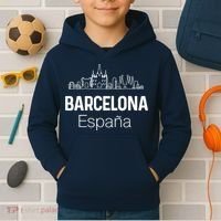 Barcelona Espana Spain Est Souvenir Flag Map Vacation Kids Hoodie thumb 2