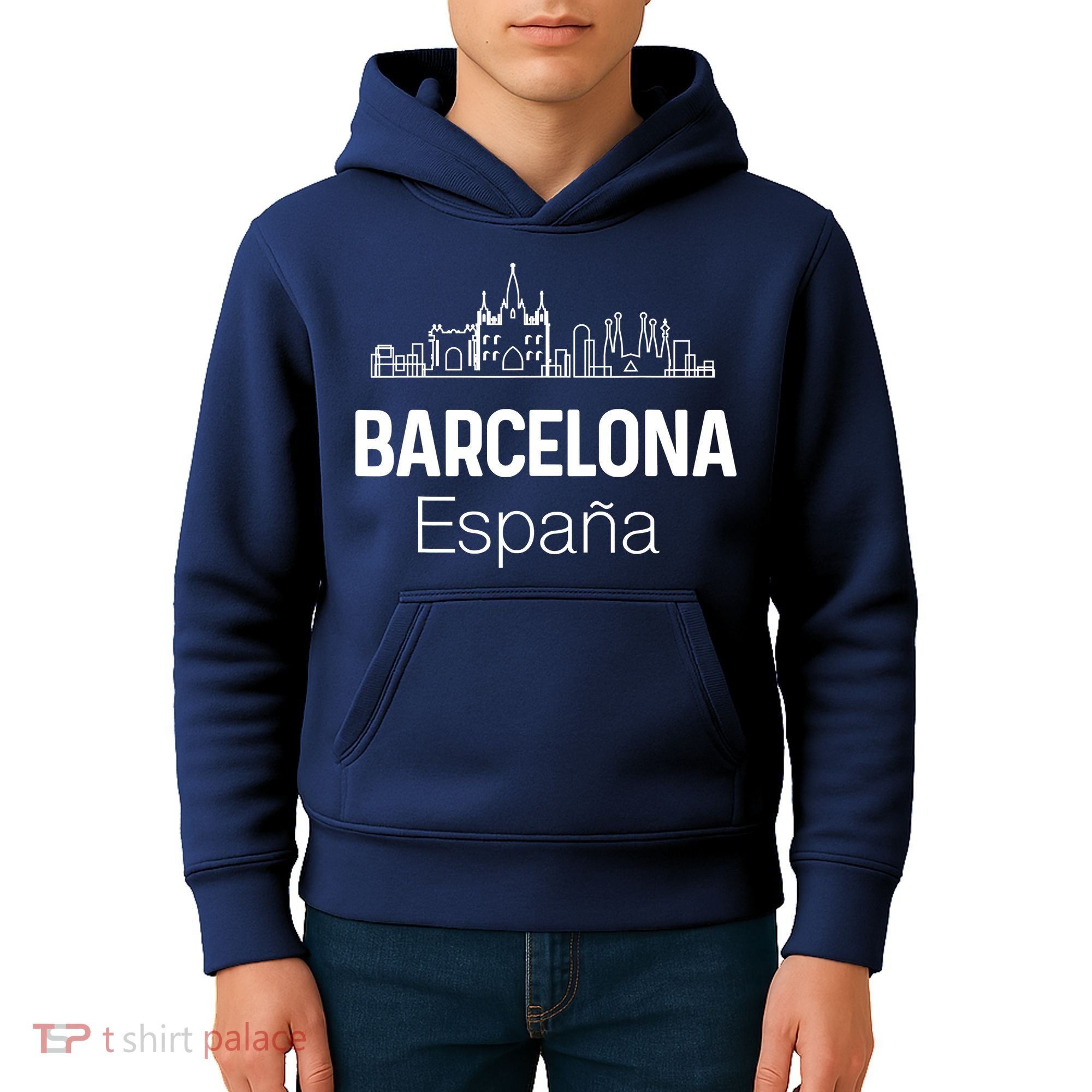 Barcelona Espana Spain Est Souvenir Flag Map Vacation Kids Hoodie