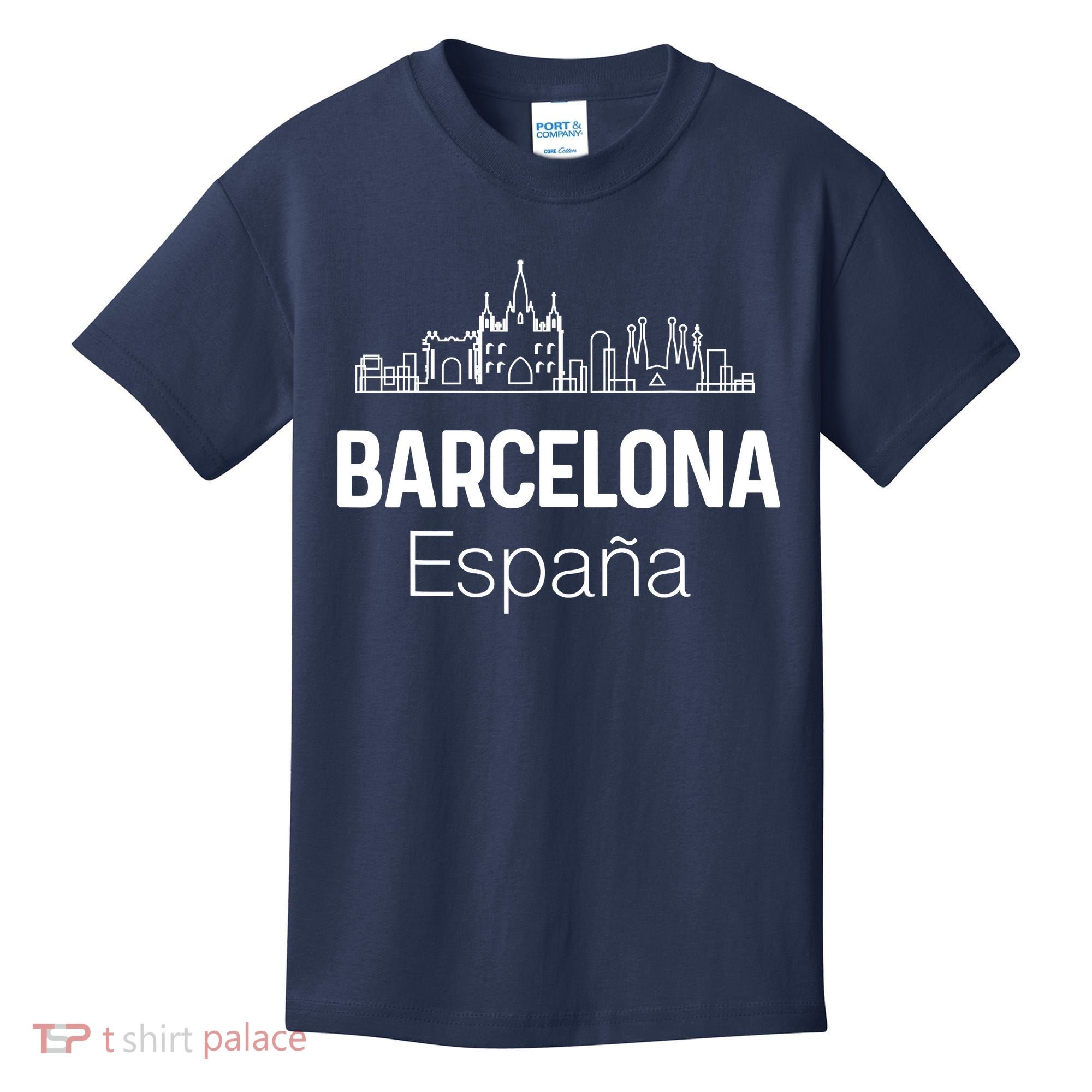 Barcelona Espana Spain Est Souvenir Flag Map Vacation Kids T-Shirt