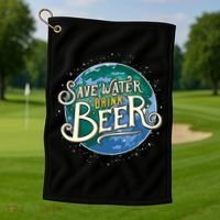 Beer Ers Save Water Beer Malt Brewery Gift Golf Towel thumb 1